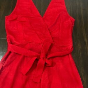 Mango Women’s  Red Solid Sleeveless Wrap Dress